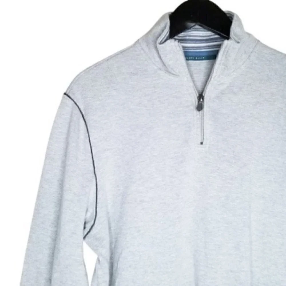 Perry Ellis Grey Quarter Zip Pullover Sweater